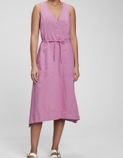 Gap Midi Dress Size Small Tall Tie-Waist in Purple Clover