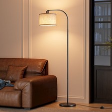 Tall Arc Floor Lamps with 5 Color Temperatures Bulb  Adjustable Linen Shade