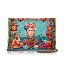 Mary Frances Viva Power Crossbody Handbag Red Floral Bird Zip Bag Blue Purse NEW
