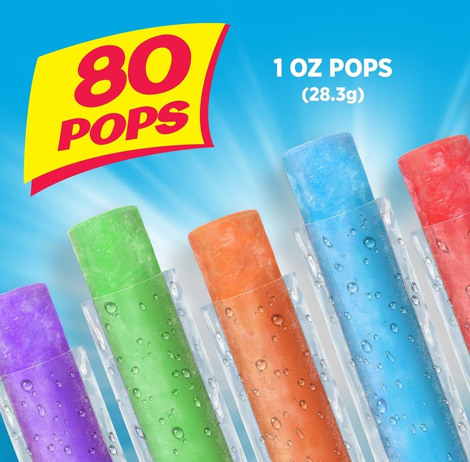 Pop Ice Popsicle Variety Pack of 1 Oz Freezer Bars, Assorted Flavors ...