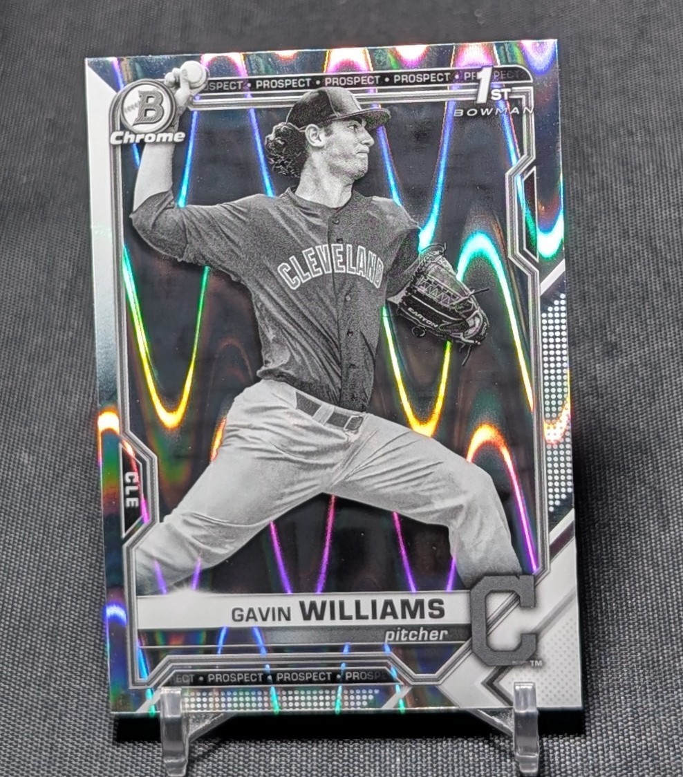 Gavin Williams 1st Chrome Raywave Refractor 2021 Bowman Draft #BDC-93 Guardians