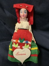 LENCI Torino Milano bambola costume folk capelli neri braccia mobili Italia vintage