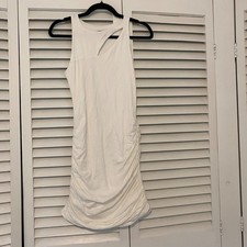 Y2K Express size Small Slouchy Ruched Cutout Detail White Neutral Bodycon Dress