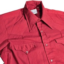 Sears Western Wear Men's Med Red Pearl Snap Shirt Vintage 60s/70s Point Collar