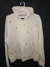 Air Jordan Men's MJ All Over Print Pullover Hoodie Sweatshirt Beige Size Medium