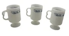 VTG Pyrex Milk Glass Pedestal Mugs Set of 3 Old Town Blue  Pattern White READ