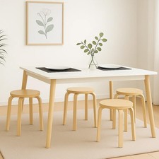 4-Pack Sturdy Wooden Stools for Indoor Use – Classroom, Kitchen & Dining Room