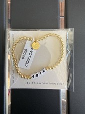 Little Words Project Vote Gold Stretch Bead Bracelet NEW