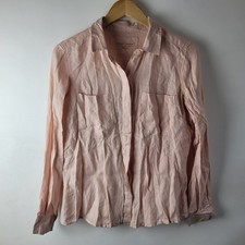 M&S Women Size 12 Pale Pink 100% Linen Blouse Shirt Summer Casual Holiday Smart