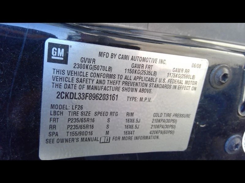 (LOCAL PICKUP ONLY) Passenger Right Fender Fits 07-09 EQUINOX 3981371 Foto 2 de 4