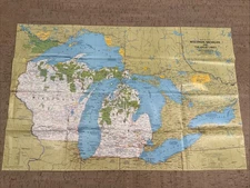 Vintage National Geographic Map Great Lakes USA Wisconsin and Michigan 22"x35"