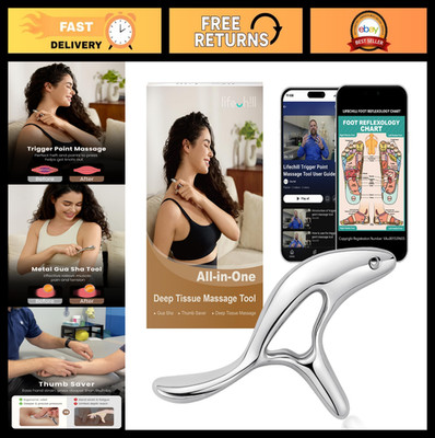 Deep Tissue Massage Tool & Gua Sha Scraper for Pain Relief, Acupressure Thumb Sa