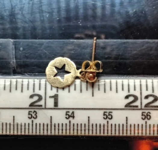 14k  Petite Post Dangle Button Star Circle Earrin… - image 4