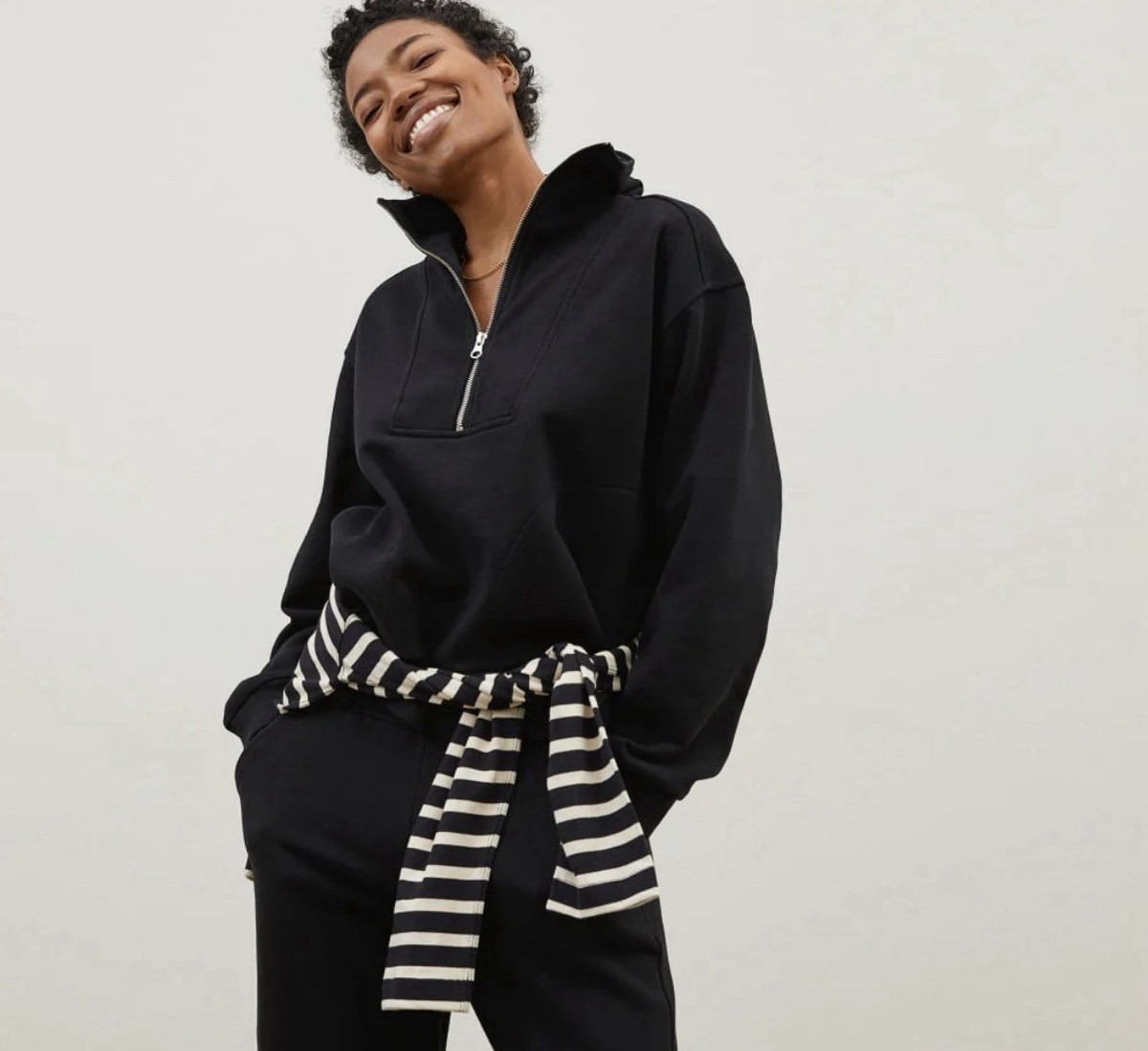 Everlane The Track Half Zip Pullover Sweatshirt Organic Cotton