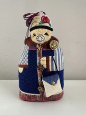 Stuffed Cat Patchwork Needlepoint Kit Pillow Doll Retro Roses