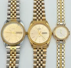Vintage Timex Watch Lot 3pc T19 T94 B9 Two Tone Fluted Bezel Untested Parts