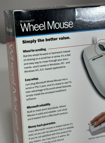 VTG NEW Microsoft Wheel Mouse Part No X04-75667 Sealed in Box UPC 093007833511 - Picture 7 of 14