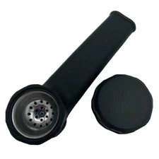 Silicone Tobacco Smoking Pipe with Metal Bowl & Cap Lid | Black | USA