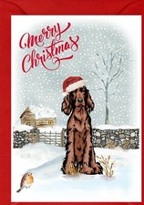 Irish Setter Red Dog (4"x6") Christmas Card - Blank inside -by Starprint
