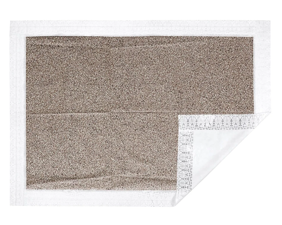 PVC Waterproof 6 Seater Dining Table Cover Size 60x90 Inches, Sand Pattern Brown - Image 3 of 4