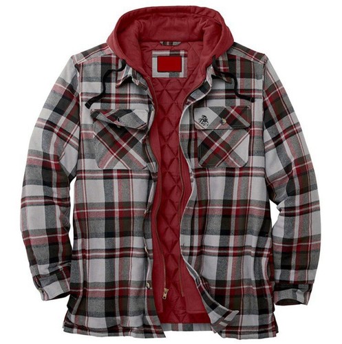Herren Plaid Arbeitsjacke Lumberjack Warm Hoodie Kapuze Karohemd Holzfällerhemd - Bild 35 von 42