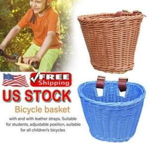 US-Childrens-Wicker-Weave-Front-Bicycle-Bike-Basket-Shopping-Storage-Basket
