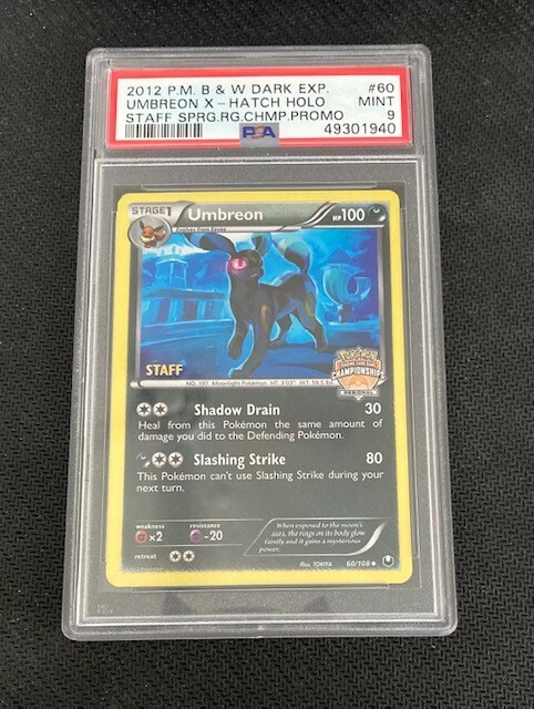 Pokemon UMBREON STAFF Regional Championships Crosshatch Holo Promo 60/108 PSA 9