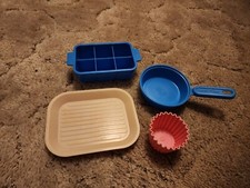 Vintage FISHER PRICE Fun With Food Lot Ice Tray, Tray, Skillet, Cupcake Muffin