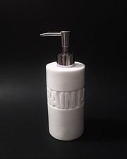 NEW LEBAIN WHITE RESIN+SILVER PUMP KITCHEN,BATHROOM SOAP+LOTION DISPENSER