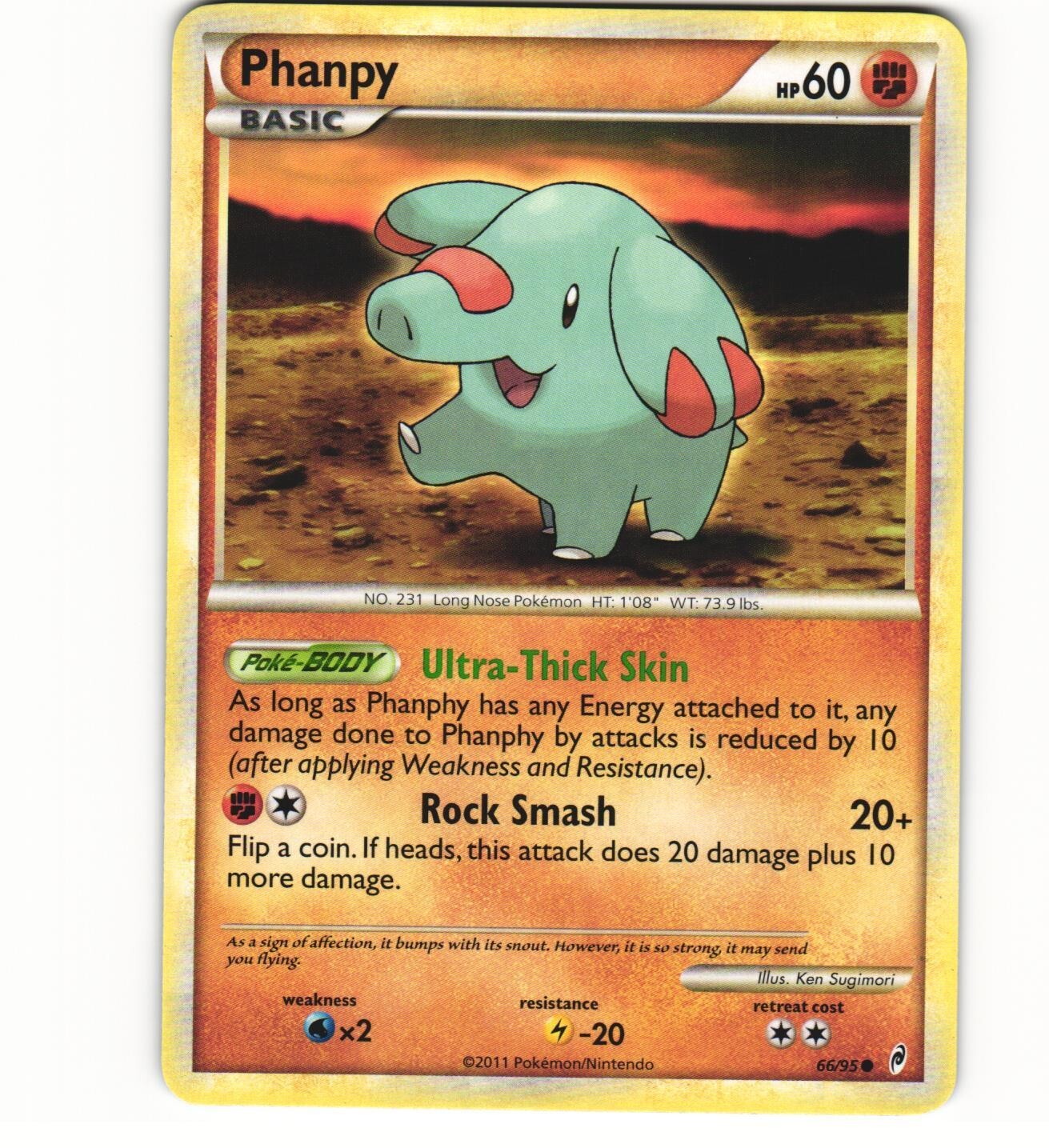 2011 Light Play Pokemon 66/95	Phanpy HGSS Call Of Legends English