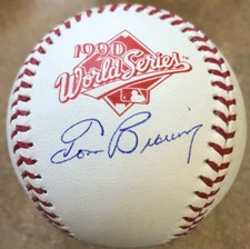 Tom Browning Autographed 1990 World Series Baseball 
