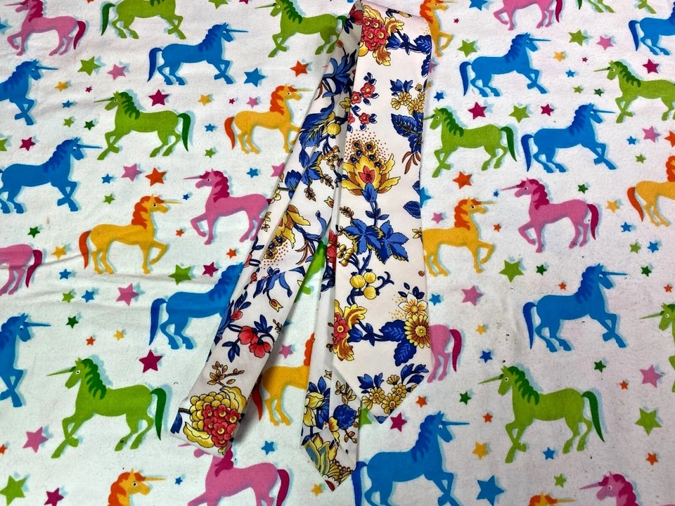 Amedeo 独家米色多色花卉领带 - 全新带标签 — 第 2/3 张图片