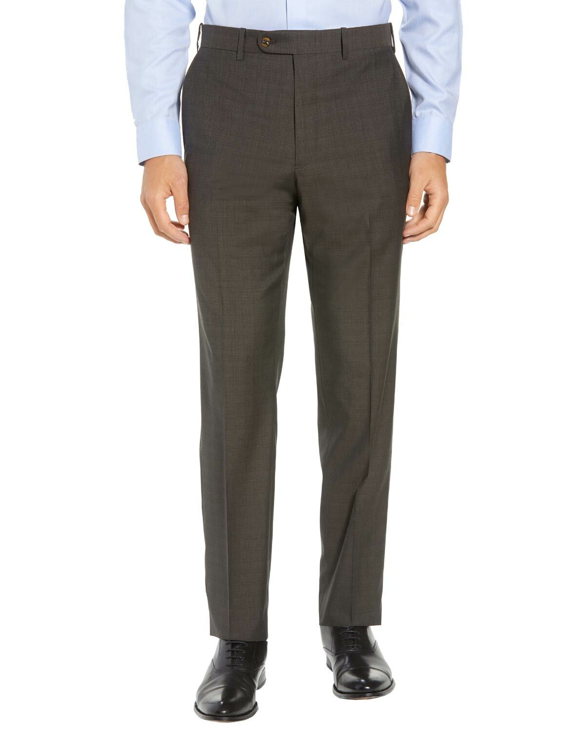 Мужские шерстяные брюки в клетку John W. Nordstrom Torino традиционного кроя, 48 темно-серо-коричневого цвета