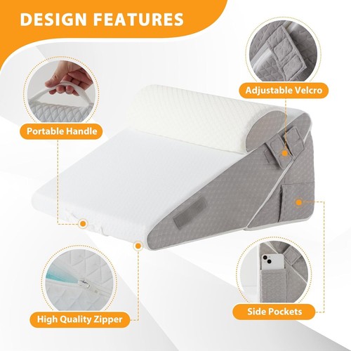 3PCS Wedge Pillow Set for After Surgery, Wedge Pillow Headboard, Adjustable - Picture 5 of 6