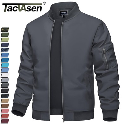 Mens Lightweight Bomber Jacket Full Zip Windbreaker Casual Spring Fall Thin Coat