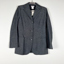 NEW Michael Kors Cotton Cashmere Woven Three Button Blazer Jacket Gray Black 6