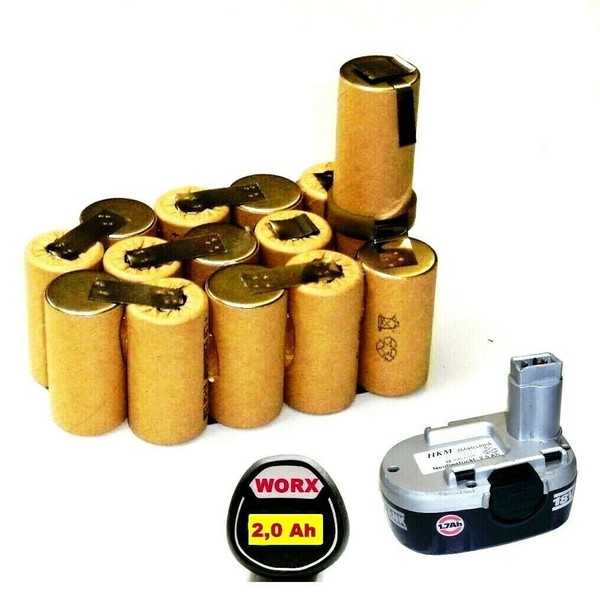 Tauschpack FüR Worx Akku 18 V Nicd 1,7 Ah Wa 3152 / 3702 Mit 2 Ah.2000 Mah-image