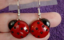  Lady Bug Drop Dangle Hook Earrings Large 5/8" - 1 Pair - Fun  Very Unique  
