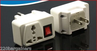 GENERIC Universal North American Plug Adapter W/ Power Switch Foreign Plug to USA style