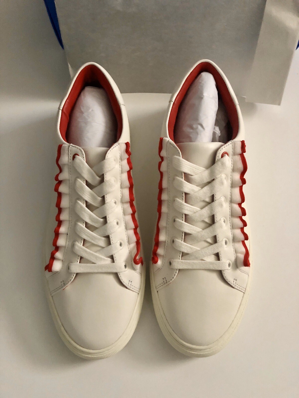 New Tory Burch Sport Ruffle Leather Sneaker Nantucket Red 101 -10.5 | eBay