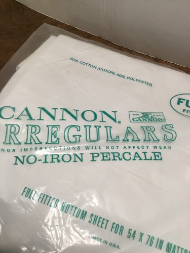 Cannon Irregular Percale Full Fitted Sheet 54” X 76” Double Vintage New OS White - Picture 3 of 7