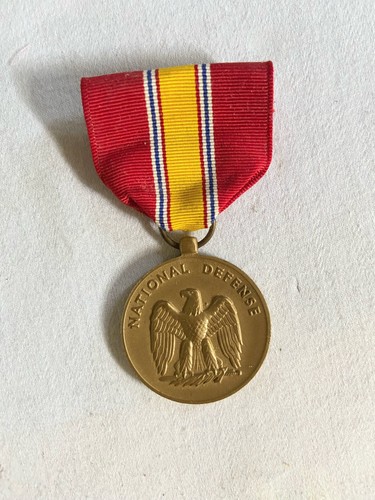 National Defense US Military Service Medal Red Yellow Black White Ribbon Eagle