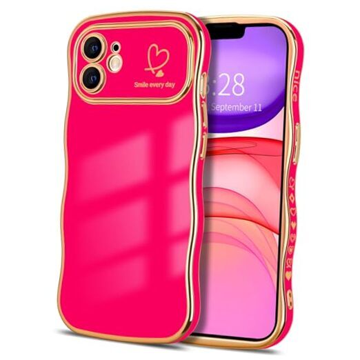 for iPhone 11 Case Cute Curly Wave Frame Shape iPhone 11 - 6.1 inch Hot Pink