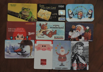 10 VERSCHIEDENE USA/AMERIKANISCHE GESCHENKKARTEN. KEIN WERT SAMMLERSTÜCK LOT 6