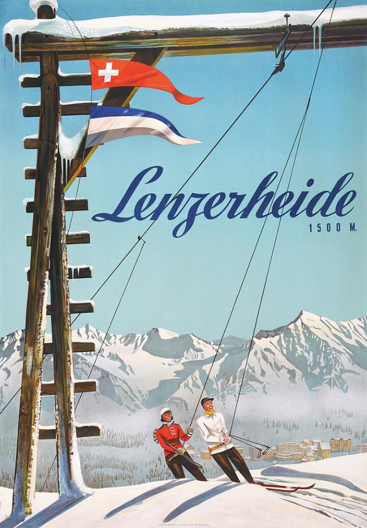 Lenzerheide Vintage Travel Swiss Travel Ski Poster | eBay
