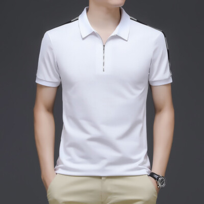 ZONBAILON Summer Zipper Men's Sports Simple Breathable Short Sleeve Polo Shirt