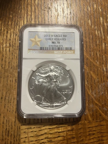 2013 W BURNISHED SILVER EAGLE NGC MS70 EARLY RELEASES GOLD STAR LABEL