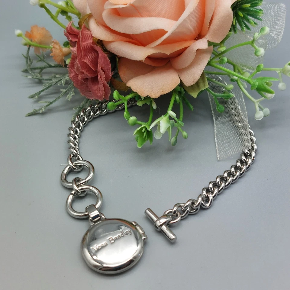 Vera Bradley Coleccionar Hermosos Momentos Pulsera Plata Palanca Medallón Dije 7" Foto 4 de 4