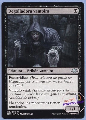 Vampire Cutthroat Spanish Mtg MISPRINT. Flavor text is in rules text font - Imagen 1 de 4