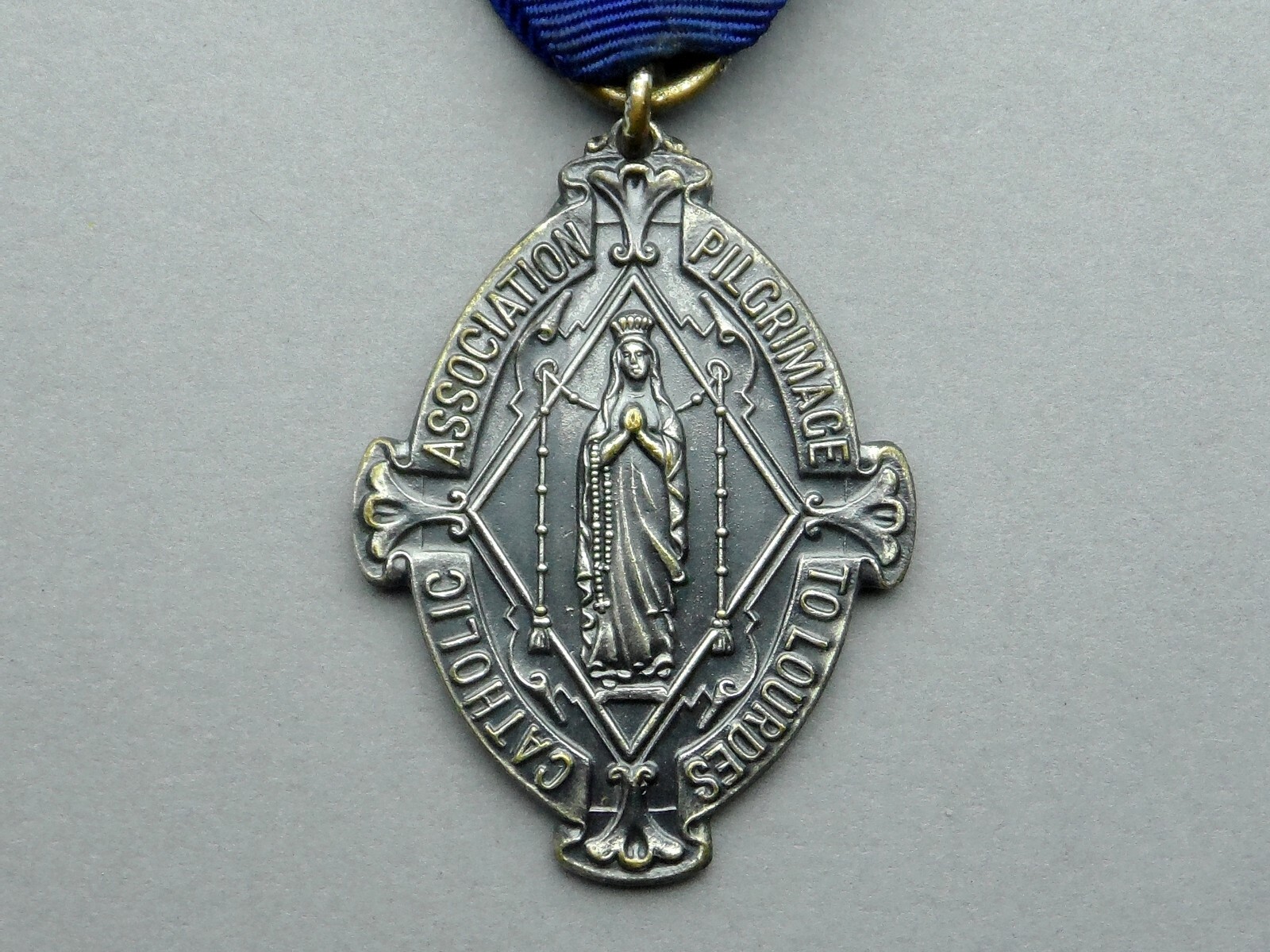 Antique Religious Enamel Pendant. Catholic Association Pilgrimage